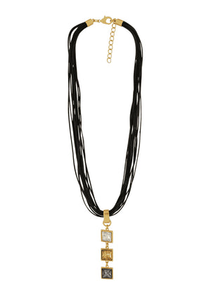 3  Stones Gold Rope Necklace