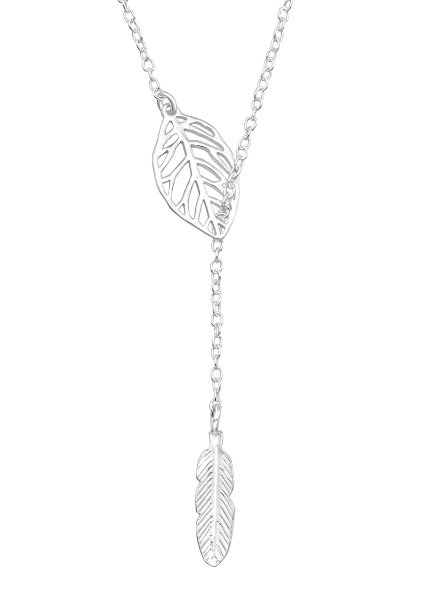 Leaf Feather Y Necklace