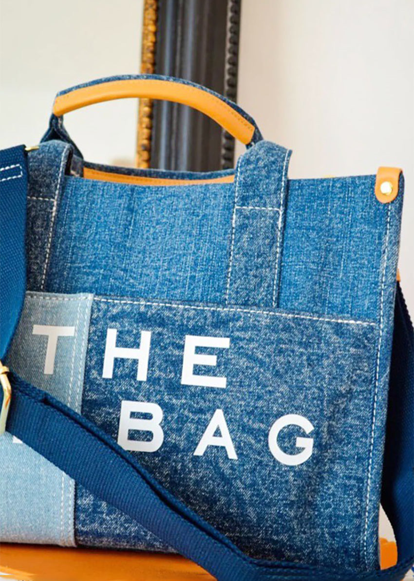 iPinee Trendy Women's Denim Bag Blue Jean Purses Vintage Handbags with  Shine Sequins Glasses Decoration and